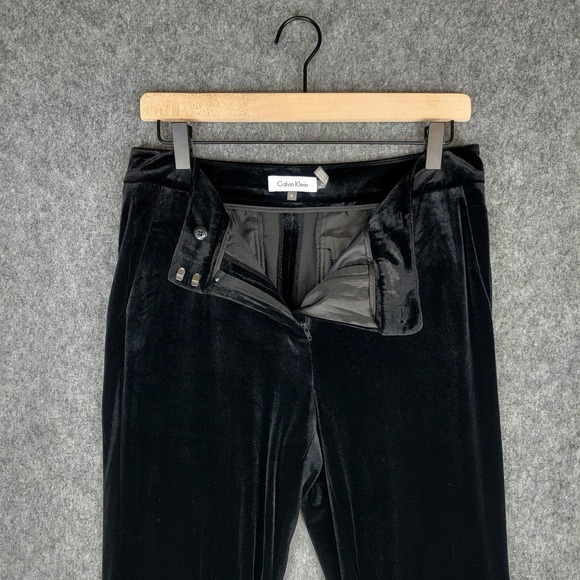 Calvin Klein Velvet 2 Pc Set Womens M Black Velvet Top Pants Stretch Outfit - Picture 7 of 16